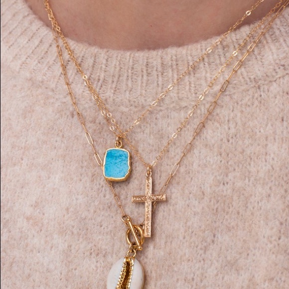 ✨Last 1! ✨14k Gold Turquoise Pendant Dainty Chain Necklace - Picture 8 of 16